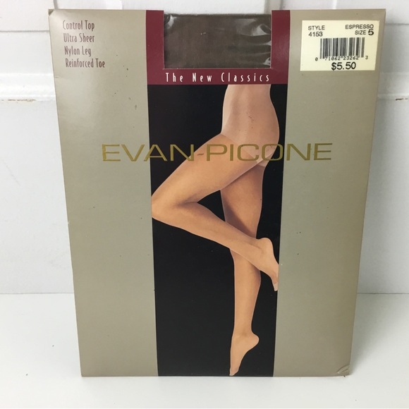 Vintage Evan Picone The New Classics Pantyhose Espresso Brown Plus Size - Picture 1 of 6